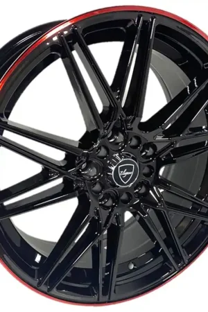 New Arrival 17" Elegant Wheels E005 Gloss Black with Candy Red Line Rims