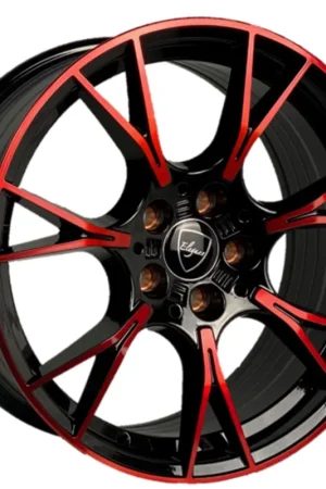 Sale 18" Elegant Wheels E006 Gloss Black with Candy Red Face Rims