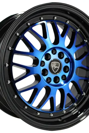 17" Elegant Wheels E28 Candy Blue Face with Gloss Black Lip Rims Trusted Brand