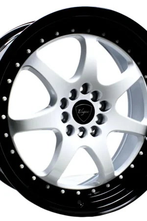 Sale 18" Elegant Wheels E26 Gloss White Face with Gloss Black Lip Rims