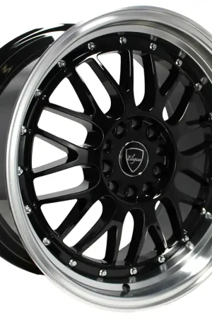 18" Elegant Wheels E28 Gloss Black Center with Machined Lip Rims In Demand