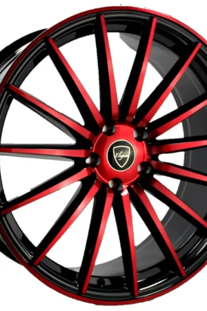Authentic 20" Elegant Wheels E007 Gloss Black with Candy Red Face Rims