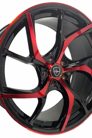 20" Elegant Wheels E008 Gloss Black with Candy Red Face Rims Factory Price