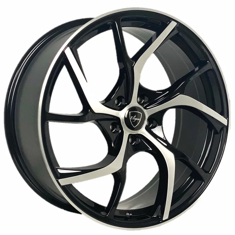 Budget 20" Elegant Wheels E008 Gloss Black with Silver Brushed Face Rims