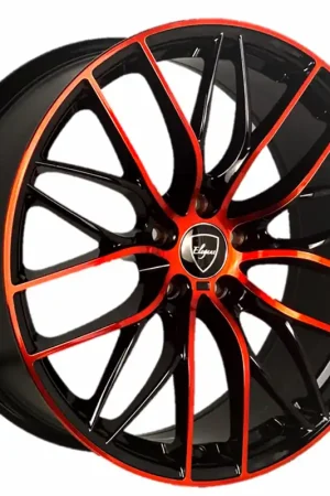 Bargain 20" Elegant Wheels E010 Gloss Black with Candy Red Face Rims