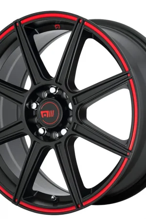 16" Motegi Racing Wheels MR142 CS8 Satin Black with Red Stripe Rims Big Sale