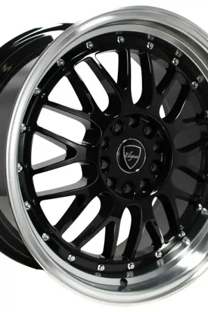 16" Elegant Wheels E28 Gloss Black Center with Machined Lip Rims Holiday Sale
