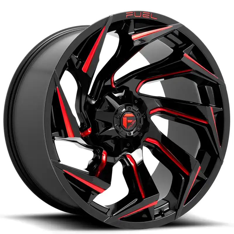 15" Fuel Wheels D755 Reaction Gloss Black with Red Milling Off-Road Rims Editor’s Pick