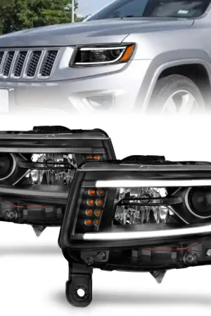 ANZO 2014-2015 Jeep Grand Cherokee Projector Headlights w/ Plank Style — PMD Premier Motoring Development Deal
