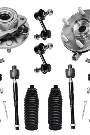 10pc Front Wheel Hub and Bearings Sway Bar Links Tie Rods Suspension Kit Reduced Price