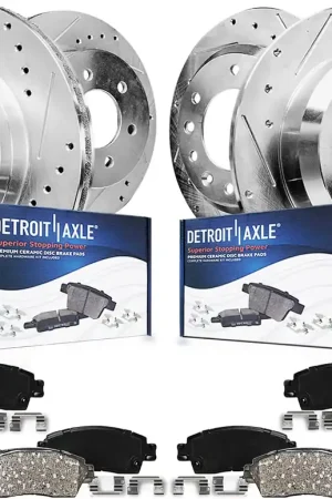 8pc Front & Rear Drilled Slotted Rotors and Ceramic Brake Pads Kit Price Cut