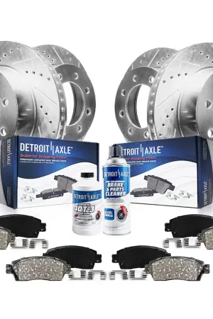 10pc Front & Rear Drilled Slotted Rotors and Ceramic Brake Pads Kit Free Shipping