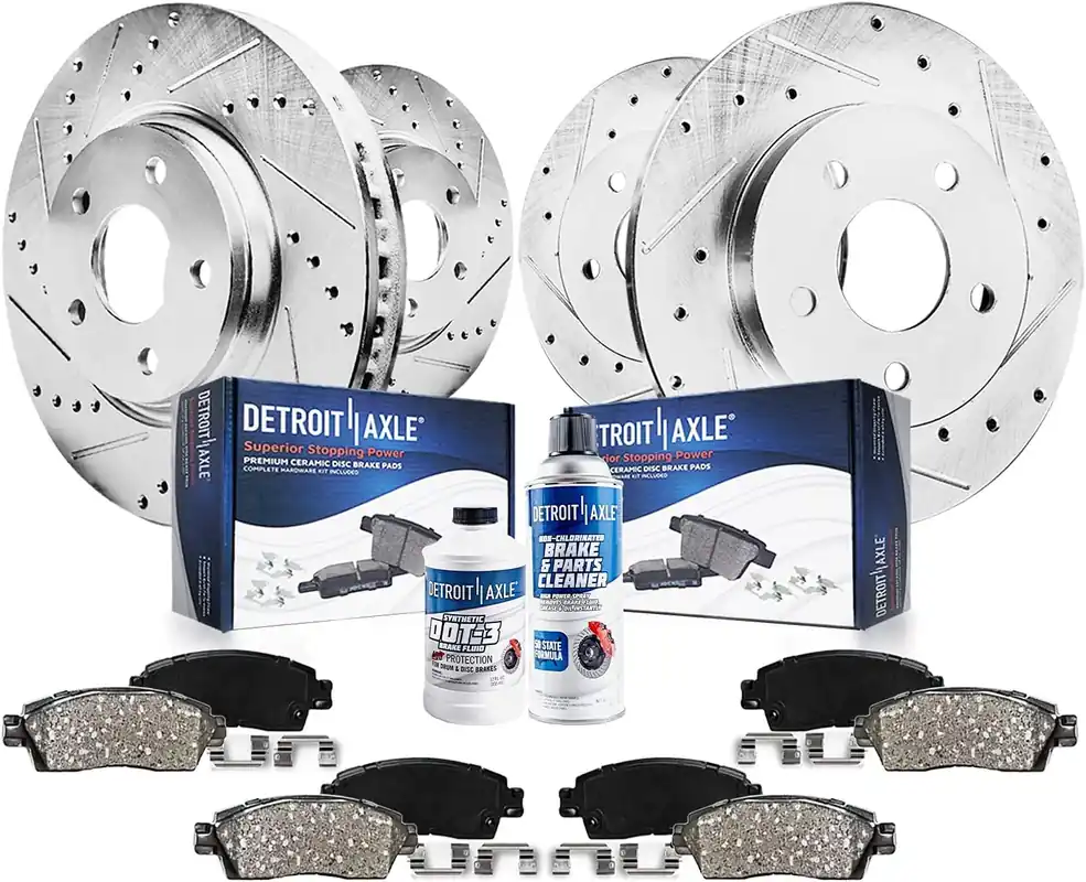 10pc Front & Rear Drilled Slotted Rotors and Ceramic Brake Pads Kit Secure Checkout