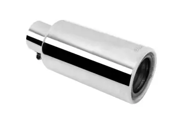 Modern Gibson Rolled Edge Angle-Cut Muffler Quiet Tip - 4in OD/2.25in Inlet/12in Length - Stainless - 500659