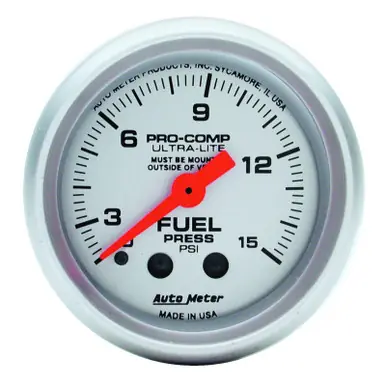 Autometer Ultra-Lite 2-1/16in 0-15 PSI Mechanical Fuel-Pressure Gauge w/ Isolator - 4313 Premium